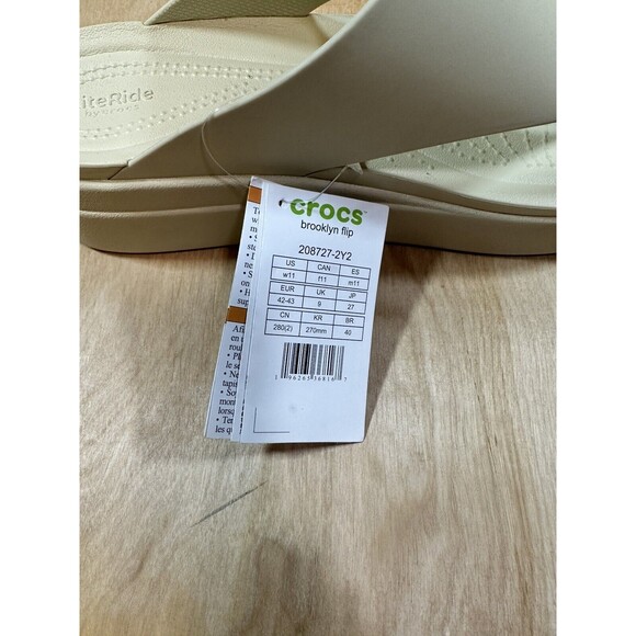 COPY - Woman's Sandals Crocs Brooklyn Flip Low Wedge Off White Size 11 - Picture 5 of 6